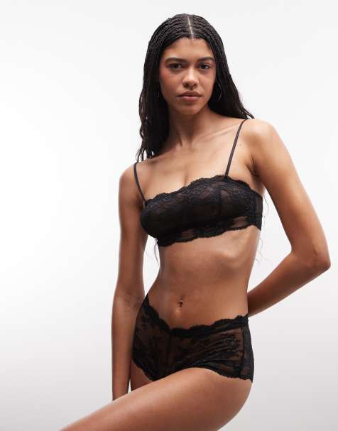 ASOS DESIGN – Lola – Spitzen-Shortie in Schwarz mit niedrigem Bund - view 1