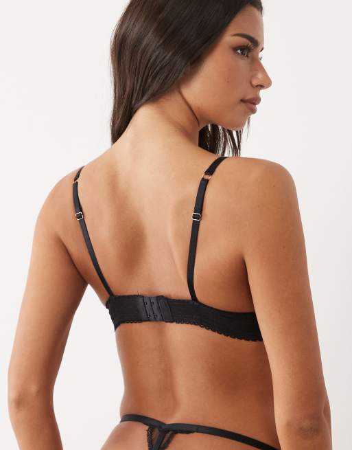 ASOS DESIGN – Lola – Spitzen-Tanga in Schwarz mit T-Riemchen hinten, 3 von 4
