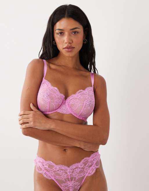 ASOS DESIGN - Lola - Sujetador de copas grandes rosa pastel con aros de encaje, 4 de 4