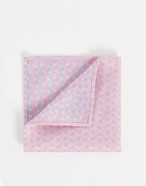 ASOS DESIGN - Lommeklud med blåt mønster i retro-lyserød