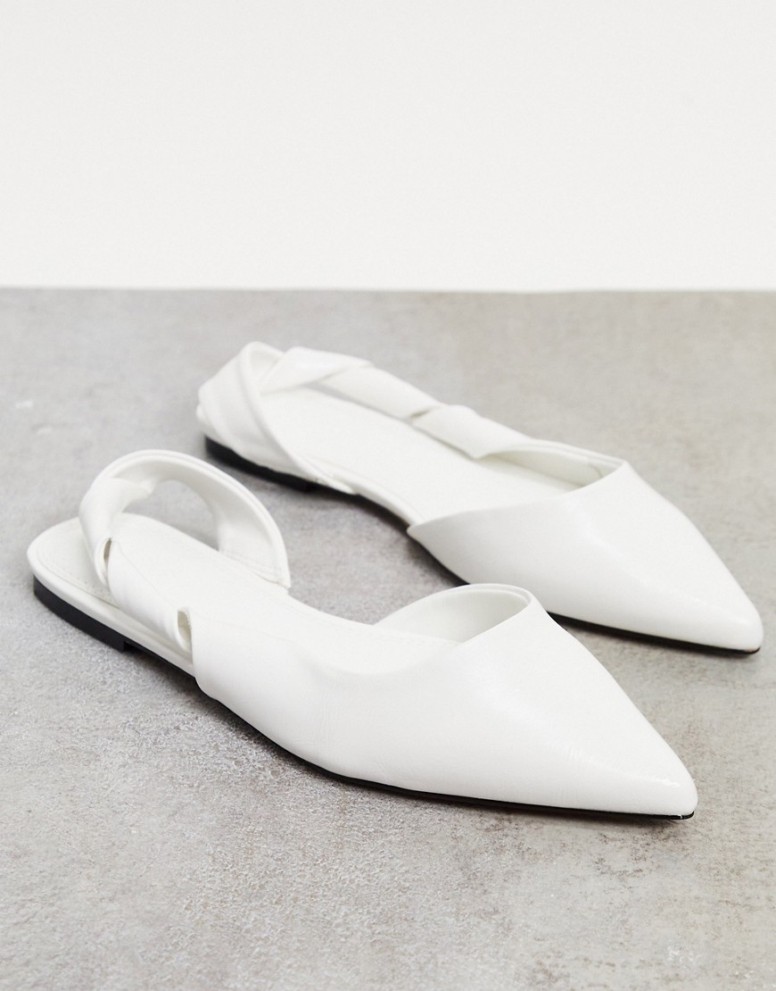 ASOS DESIGN Lone twisted slingback ballet flats in white