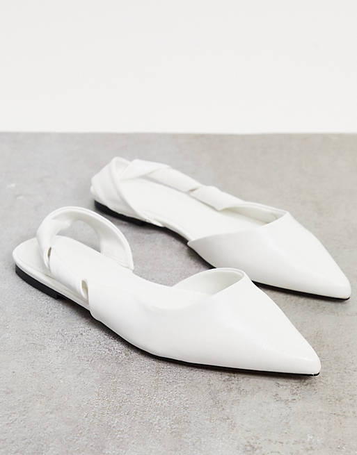 Women Flat Shoes/Lone twisted slingback ballet flats in white 