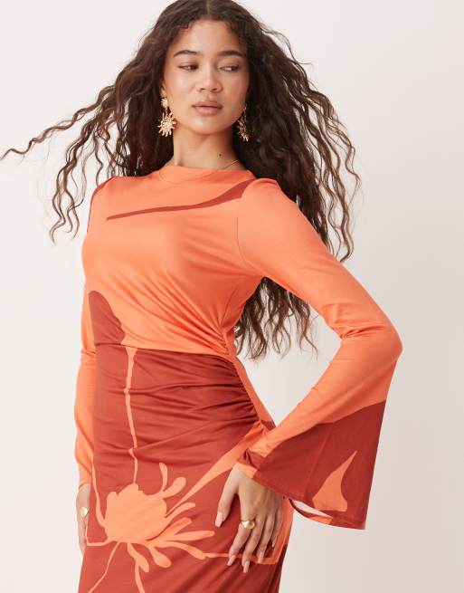 knee length dresses for ladies Buy Orange Warm Cotton Corduroy Deep Neck Midi Wrap Dress Online at  SeamsFriendly