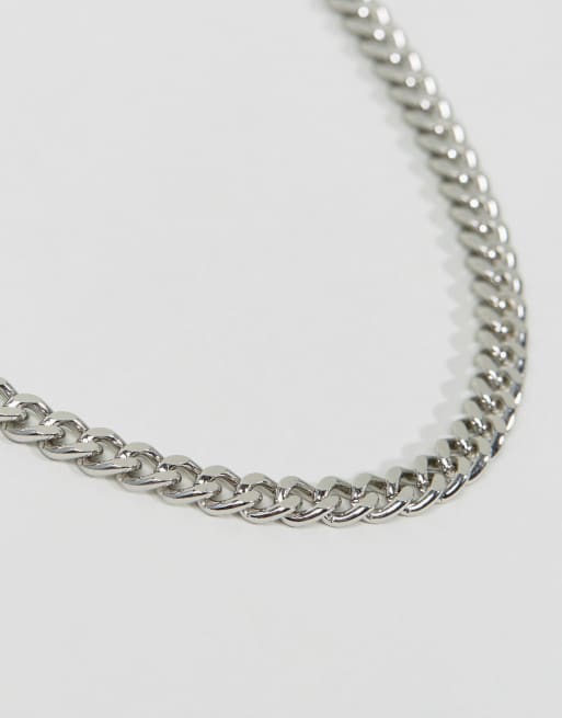 ASOS DESIGN long curb chain necklace in silver tone , 2 of 4