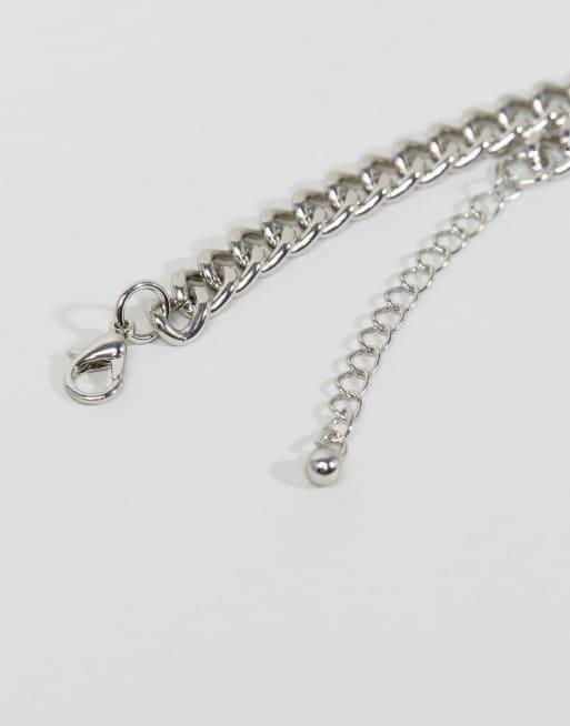 ASOS DESIGN long curb chain necklace in silver tone , 4 of 4