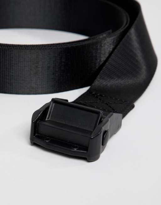 ASOS Design Webbing Belt with Matte Black Buckle in Black