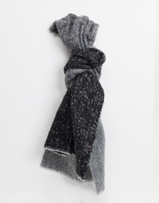 ASOS DESIGN long fluffy ombre scarf in grey