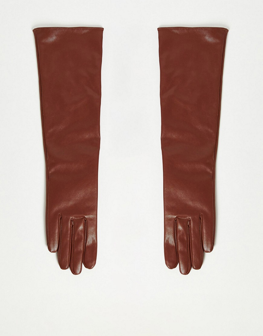 ASOS DESIGN long gloves in brown