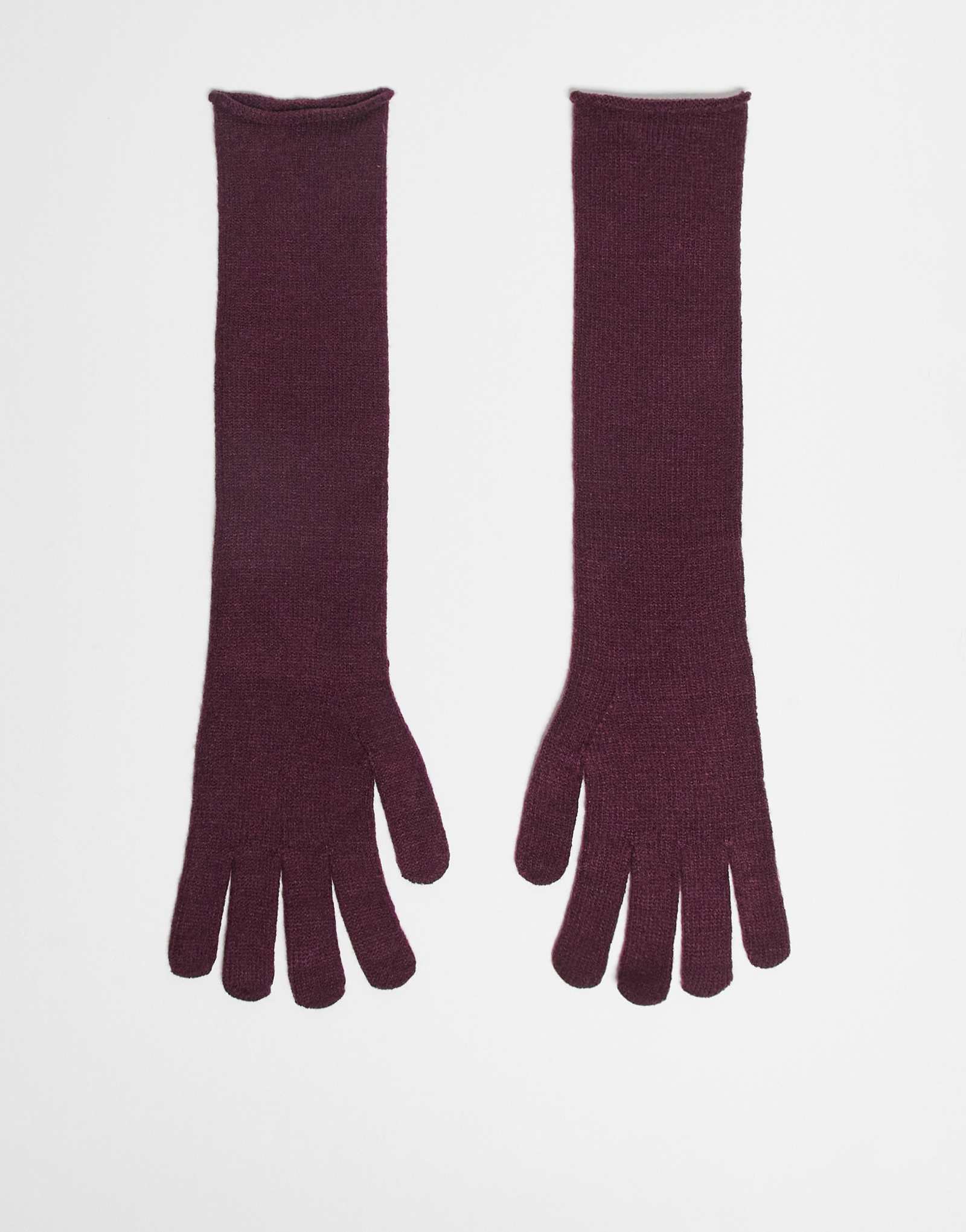 ДИЗАЙНЕРСКИЕ длинные вязаные перчатки ASOS бордового цвета