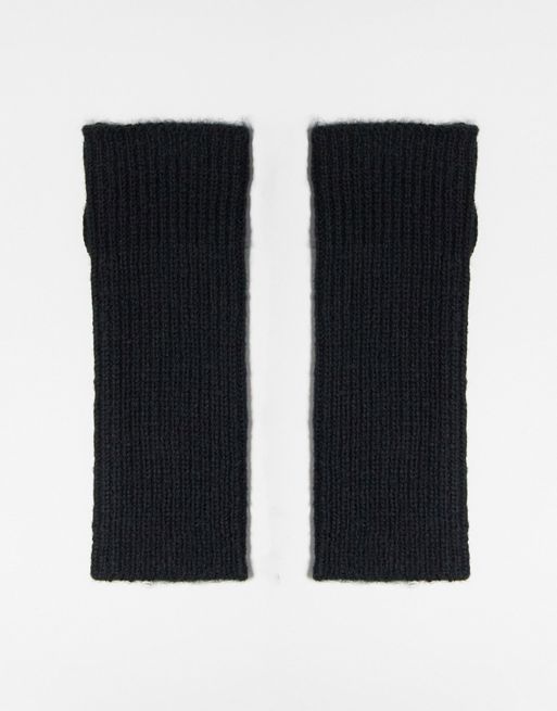 ASOS DESIGN long knitted palmwarmer in black | ASOS