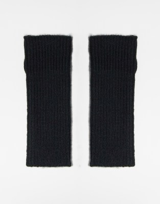 ASOS DESIGN long knitted palmwarmer in black | ASOS