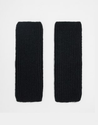 ASOS DESIGN long knitted palmwarmer in black