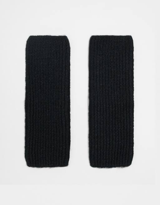 ASOS DESIGN long knitted palmwarmers in black