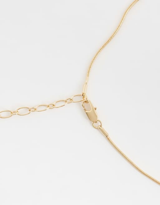 ASOS DESIGN long lariat necklace with teardrop pendant in gold tone, 3 of 4