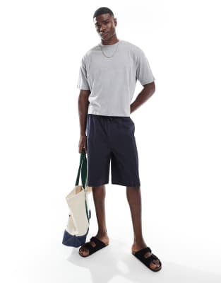 ASOS DESIGN ASOS DESIGN long length canvas cargo shorts in washed navy