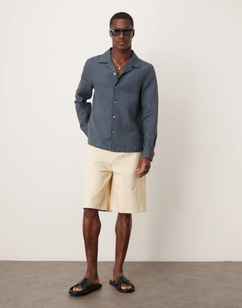 ASOS DESIGN long length canvas short in ecru - view 1