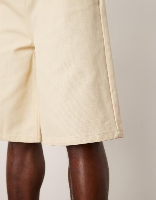 ASOS DESIGN long length canvas short in ecru, 3 of 5