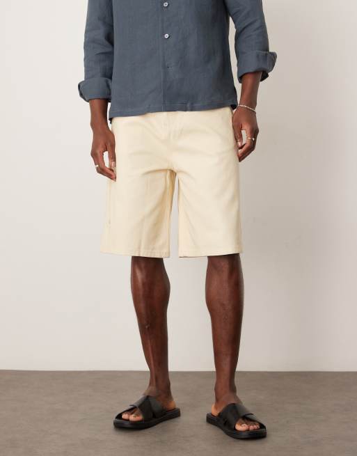 ASOS DESIGN long length canvas short in ecru, 4 of 5