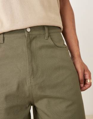 ASOS DESIGN long length canvas short in khaki