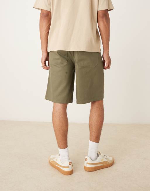ASOS DESIGN long length canvas short in khaki, 3 of 5