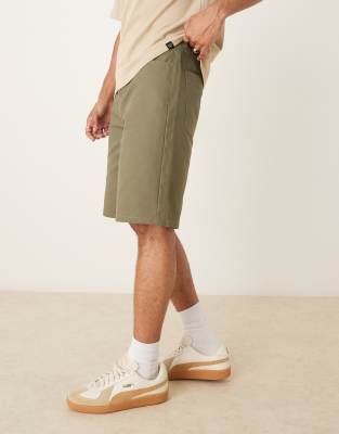 ASOS DESIGN long length canvas short in khaki