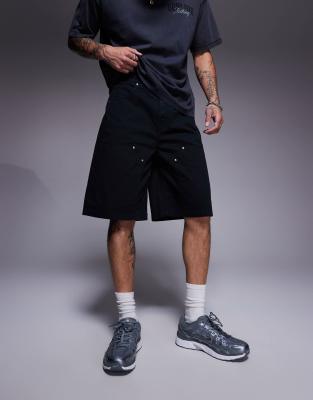 ASOS DESIGN long length carpenter jorts in black
