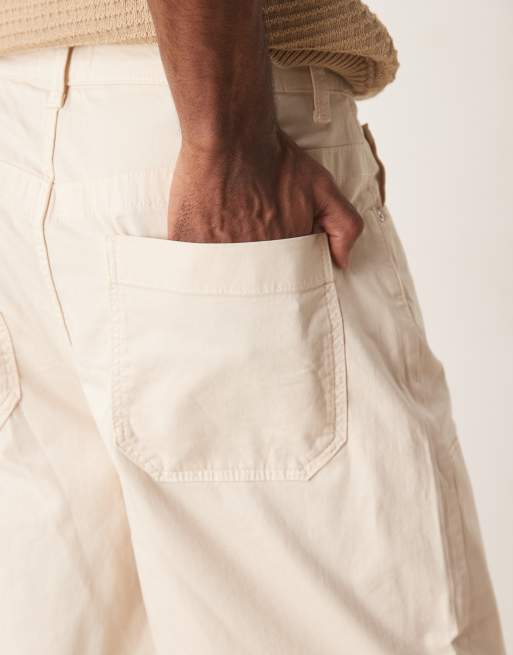 ASOS DESIGN long length carpenter jort in ecru