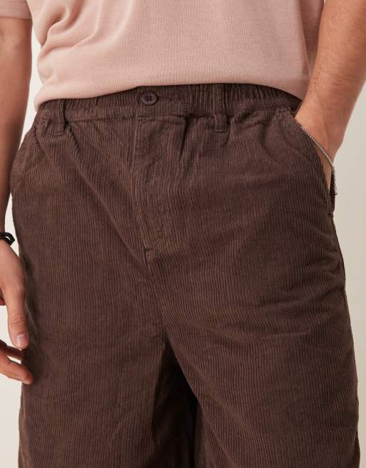 ASOS DESIGN long length corduroy jort in brown