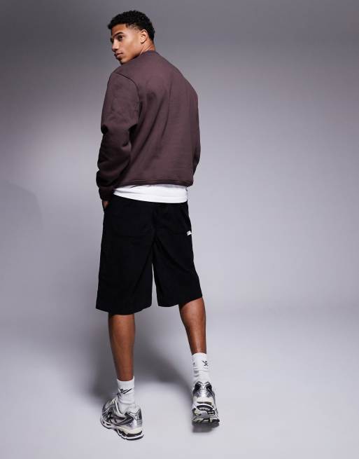 ASOS DESIGN long length corduroy shorts in black