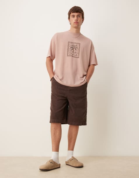 ASOS DESIGN long length corduroy shorts in brown - view 1
