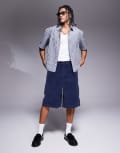 [ASOS DESIGN] ASOS DESIGN long length corduroy shorts in navy W36 NAVY