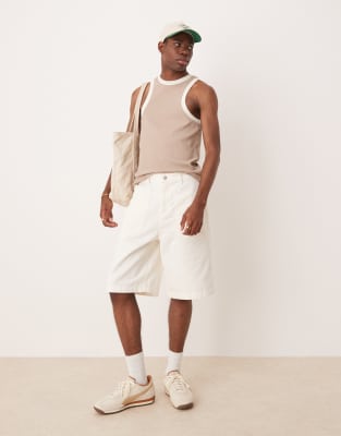 ASOS DESIGN ASOS DESIGN long length denim fatigue jorts in white