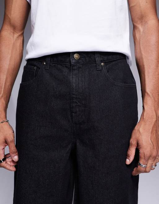 ASOS DESIGN long length denim jorts in black