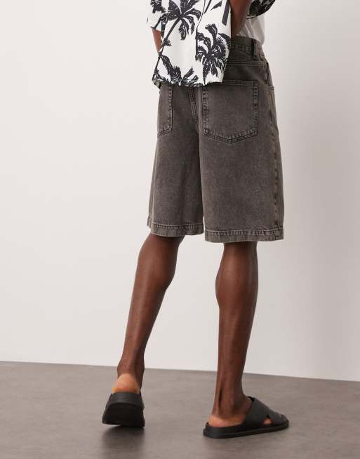 ASOS DESIGN long length denim jort in brown wash