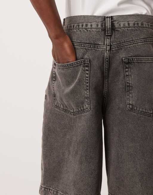 ASOS DESIGN long length denim jort in brown wash