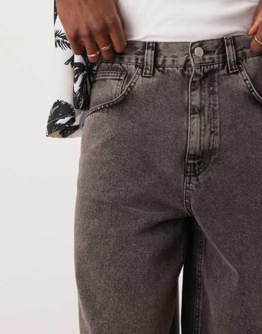 ASOS DESIGN long length denim jort in brown wash