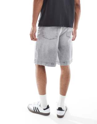 ASOS DESIGN long length denim jort in light grey - view 1