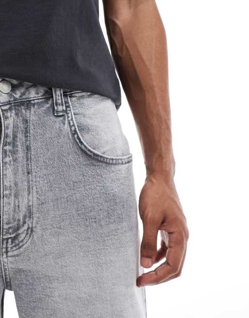 ASOS DESIGN long length denim jort in light grey, 3 of 5