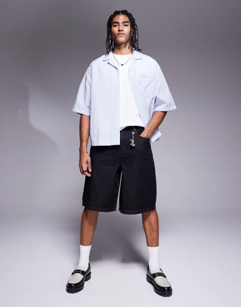 ASOS DESIGN long length denim jorts in black - view 1