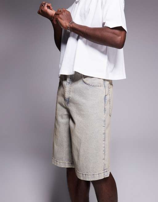 ASOS DESIGN - Jorts di jeans taglio lungo in denim lavaggio candeggiato