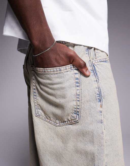 ASOS DESIGN - Jorts di jeans taglio lungo in denim lavaggio candeggiato