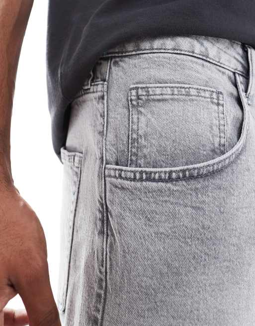 ASOS DESIGN long length denim jorts in light grey, 5 of 5