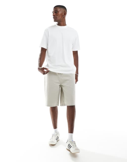 ASOS DESIGN long length denim jorts in light wash blue