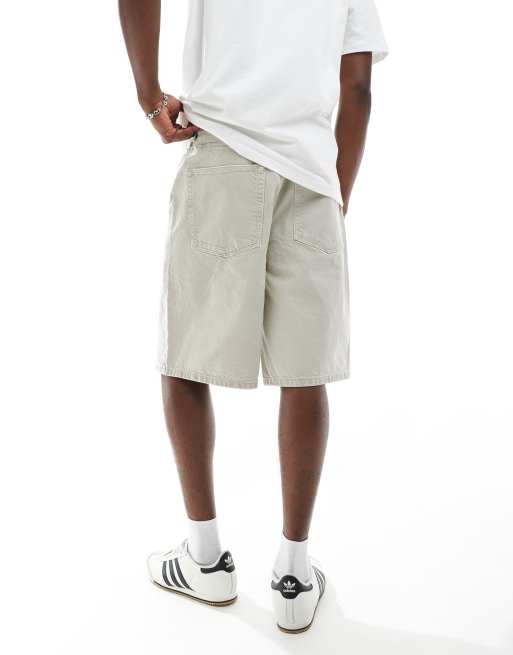ASOS DESIGN long length denim jorts in light wash blue