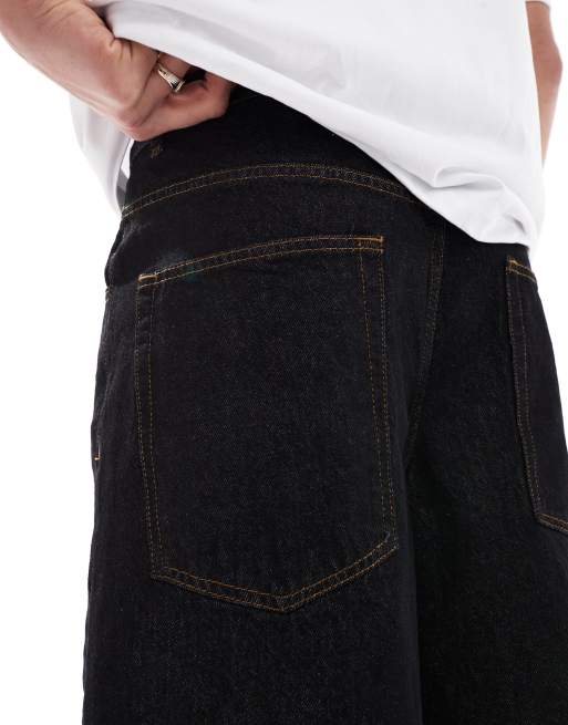 ASOS DESIGN long length denim jorts in rinse black