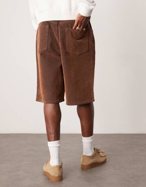 ASOS DESIGN longer length faux suede jorts in tan