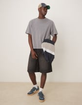 ASOS DESIGN long length denim jorts in rinse black