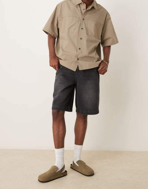 ASOS DESIGN long length denim jorts in washed black