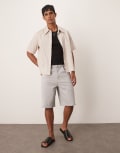 [ASOS DESIGN] ASOS DESIGN long length denim jorts with drawcord in ecru-Neutral W28 Ecru