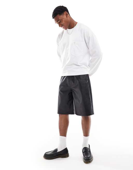 ASOS DESIGN jort in black faux leather